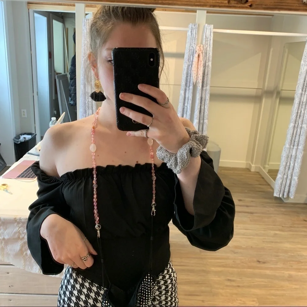 Pink Beaded Mask Chain